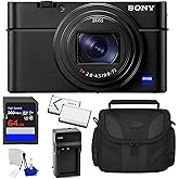 Sony RX100 VII Premium Compact Camera with 1.0-Type Stacked CMOS Sensor, ZEISS Lens, (DSC-RX100M7) Bundle with 64GB SD Memory Card + Extra Battery + Charger + Bag + Starter Kit + More (Renewed)