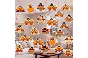 HIPYGYM 36 Pack Thanksgiving Decorations Hanging Swirls - NO DIY Turkey Hanging Decor Party Supplies, Thanksgiving Decorations Indoor for Home Office Classroom Decor