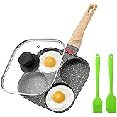 MyLifeUNIT Egg Pan, 4-Cup Egg Frying Pan with Lid, Nonstick Aluminium Alloy Egg Cooker for Breakfast, Pancake, Burger, Sandwi