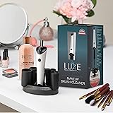 Luxe Makeup Brush Cleaner - 5oz Brush Cleaning Solution Included - USB Charging Station - 3 Adjustable Speeds - Instantly Was