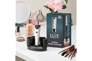Luxe Electric Makeup Brush Cleaner Machine with Cleaning Solution - USB Charging Station, Automatic Brush Washer and Dryer - 3 Adjustable Speeds for Easy Cleaning - Complete Set for Hygienic Brushes