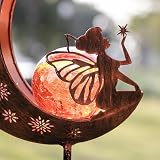 TERESA'S COLLECTIONS Large Moon Fairy Solar Garden Stake Light 31in view 3