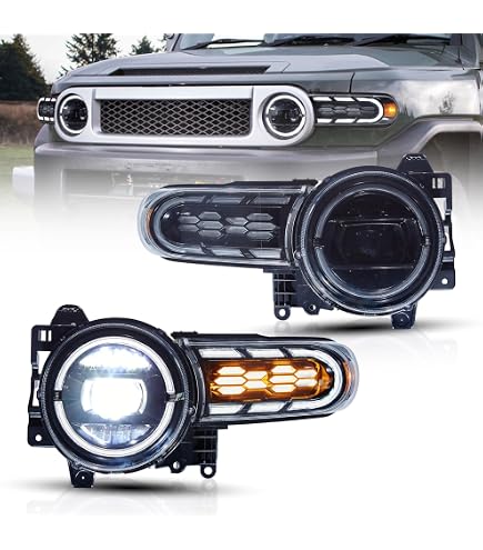 「183」LEDヘッドライト　FJクルーザー2007-2015 Amazon.com: VLAND LED Headlights for Toyota FJ Cruiser SUV 2007