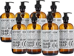 Newport Home Hand Soap Collection Infused With Coconut Essential Oils; Rosemary Mint, Creamy Coconut & Sweet Orange Gift Set (2 Count)