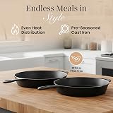 nuovva Cast Iron Skillet Set 10 and 12 Inch Pre Seasoned Frying Pans view 2