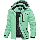 MAGCOMSEN Womens Ski Jacket Waterproof Insulated Snow Jacket Warm Windproof Winter Coats with Hood Fleece Lined Jacket