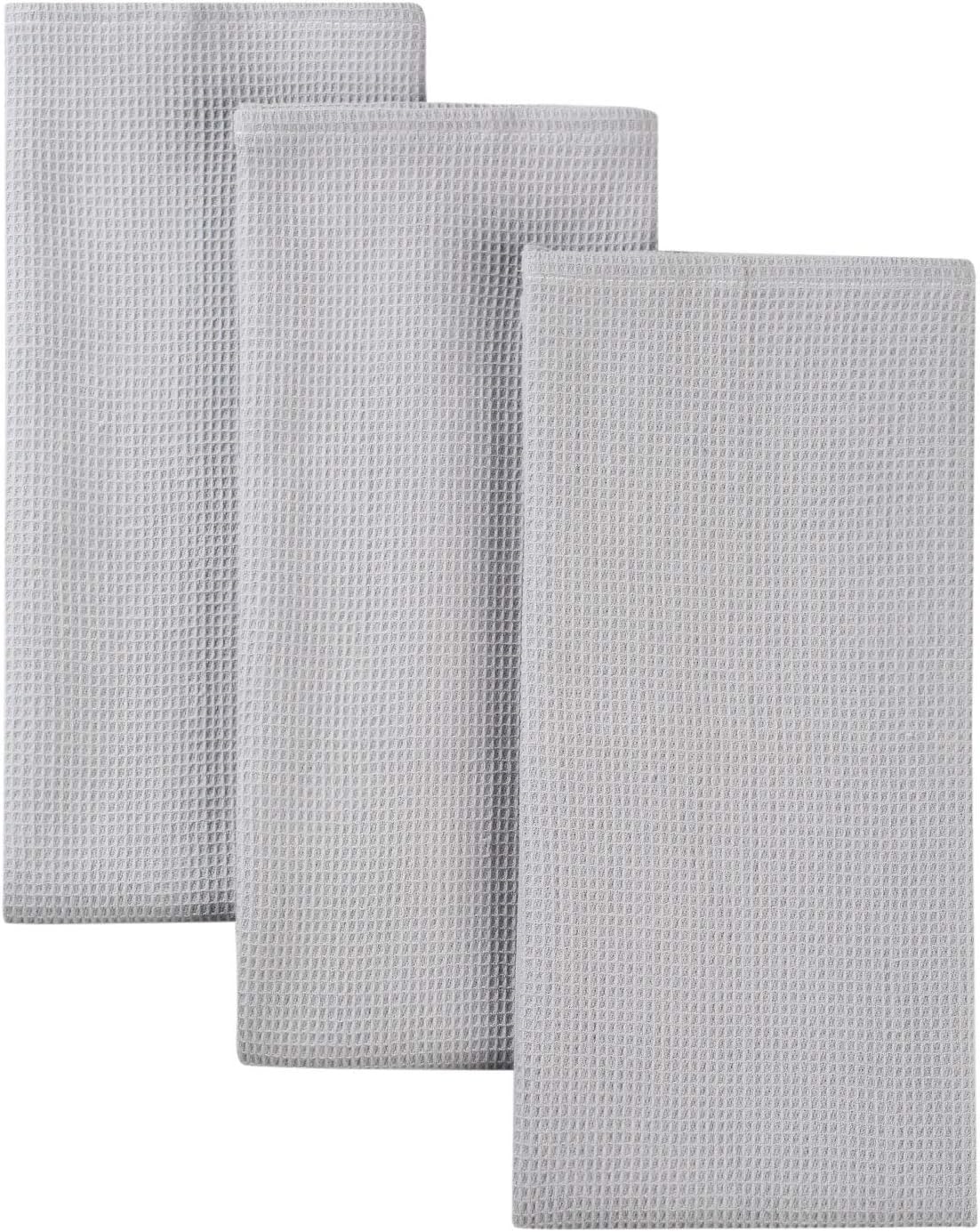 Lifaith Classic Kitchen Towels, 100% Natural Cotton, The Best Tea Towels, Dish Cloth, Absorbent And Lint-Free, Machine Washable, 40 x 60 Cm, 3 Pack, Light Grey