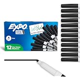 EXPO Dry Erase Markers, Low Odor Ink, Black, Fine Tip, 12 Count - Whiteboard, Calendar, Organization, Essential Supplies for Office, School, Classroom, Teachers
