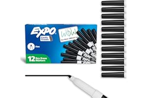 EXPO Dry Erase Markers, Low Odor Ink, Black, Fine Tip, 12 Count - Whiteboard, Calendar, Organization, Essential Supplies for Office, School, Classroom, Teachers
