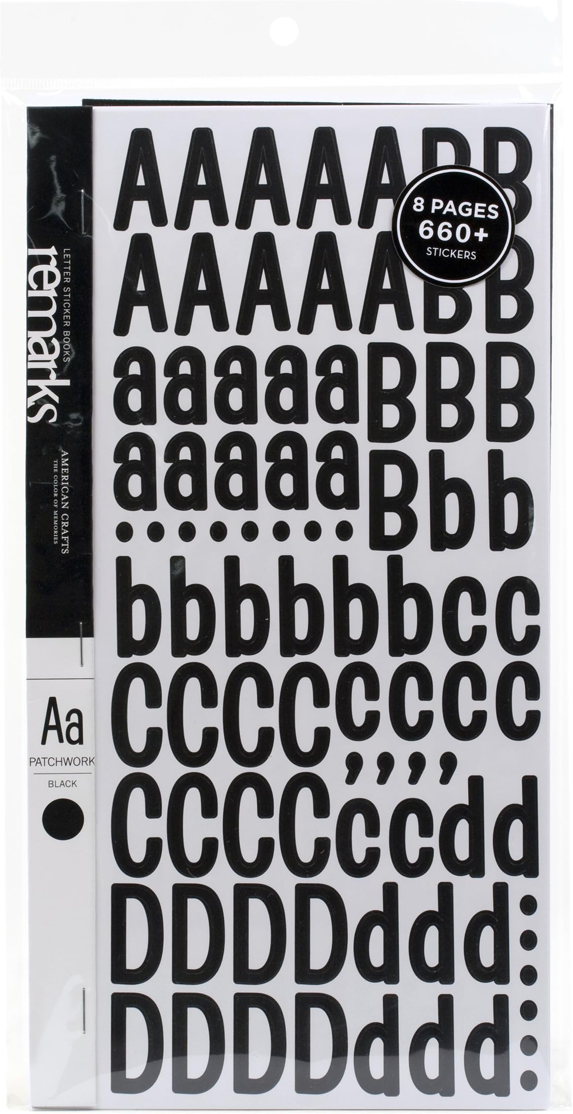 American CraftsRemarks Large Alphabet Sticker Book, Patchwork Black