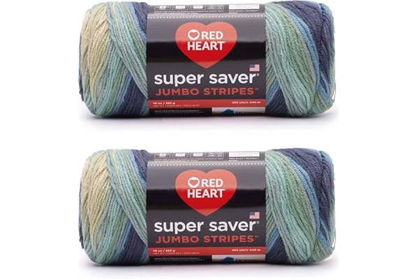 Red Heart Super Saver Jumbo Sutherland Stripe Yarn - 2 Pack of 283g/14oz - Acrylic - 4 Medium (Worsted) - 482 Yards - Knitting/Crochet