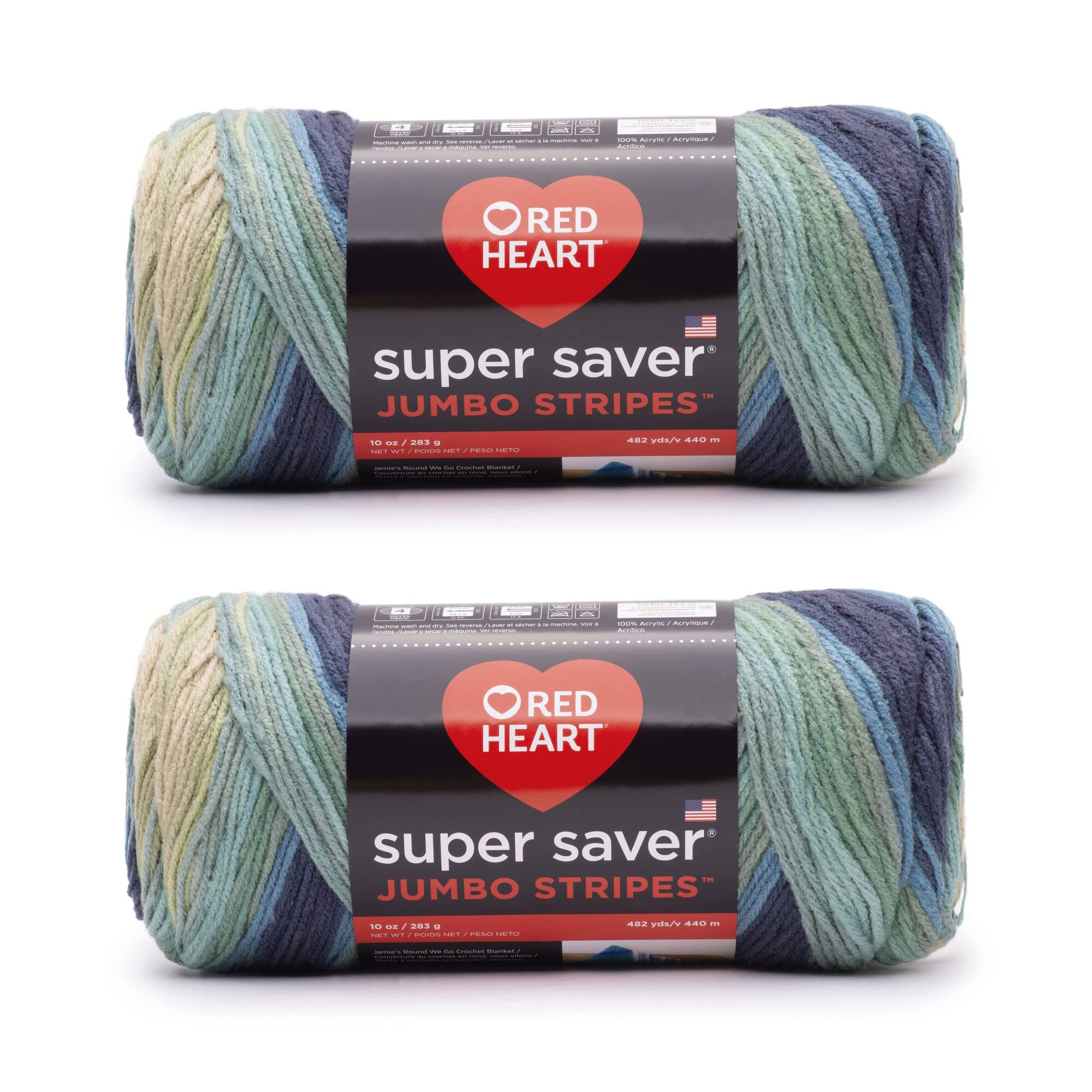 Red Heart Super Saver Jumbo Sutherland Stripe Yarn - 2 Pack of 283g/14oz - Acrylic - 4 Medium (Worsted) - 482 Yards - Knitting/Crochet — image 1