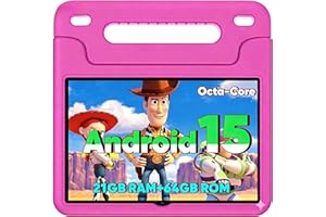 WXUNJA Android 15 Kids Tablet, 2025 Upgraded 10.1 Inch Tablets with Octa-core Processor, 6000mAh Battery, Kid Space, Parental