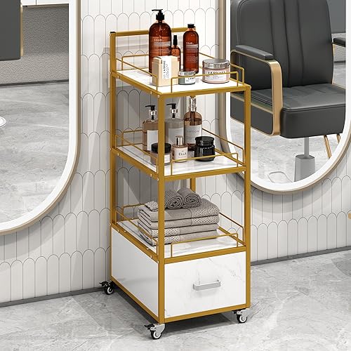 Hair Salon Storage Tool Cart, 4-Layer Salon Cart with Lockable