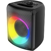 Monster Musicbox Bluetooth Speaker, 60W Loud Portable Wireless Speaker with Dynamic RGB Lighting, Speakers for Outdoor, Stereo Sound, 12H Playtime, IPX5 Water Resistant, Supports TF Card, AUX, Black