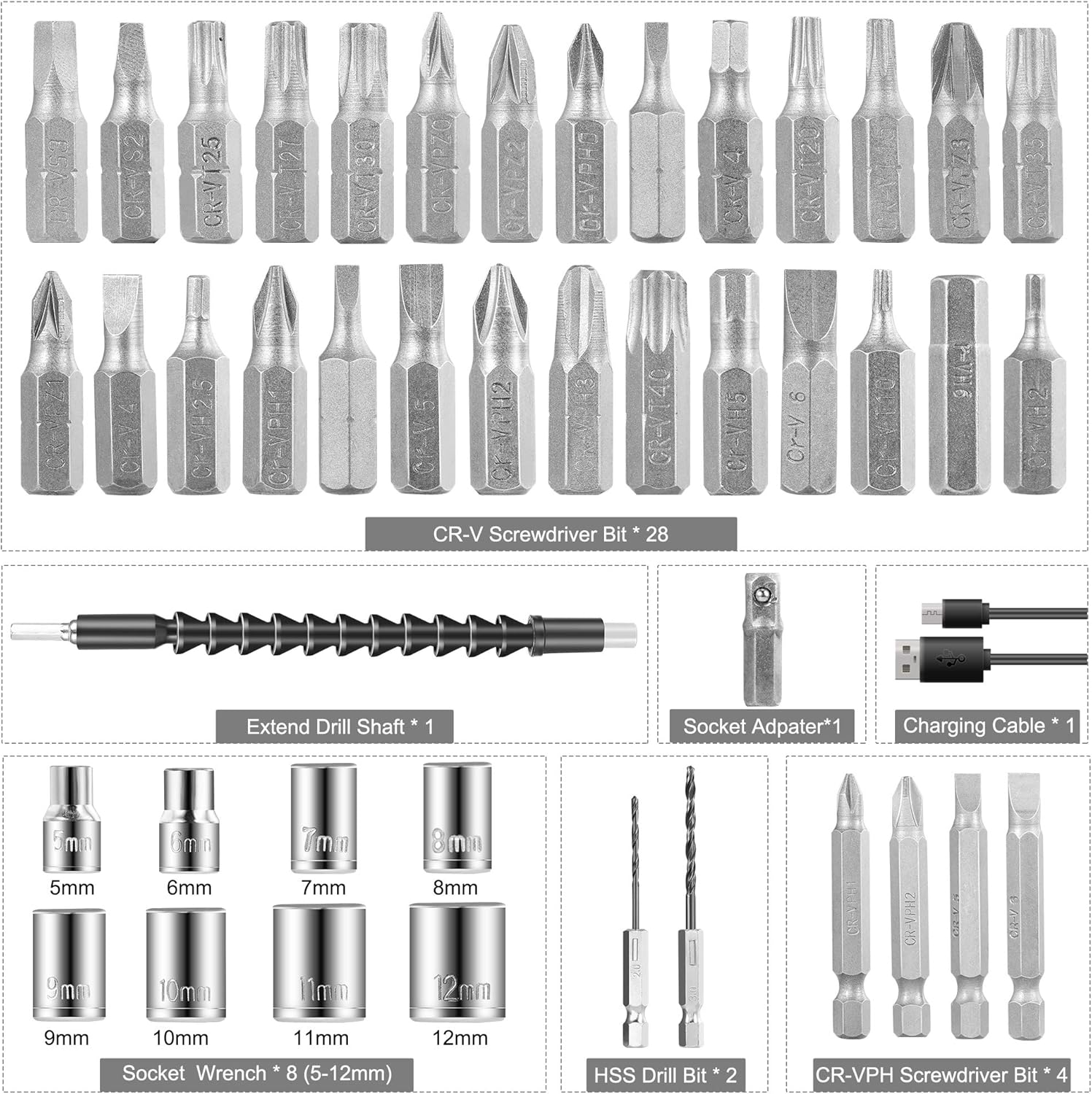 Electric Screwdriver, ss shovan 47 in 1 Rechargeable and Rotatable