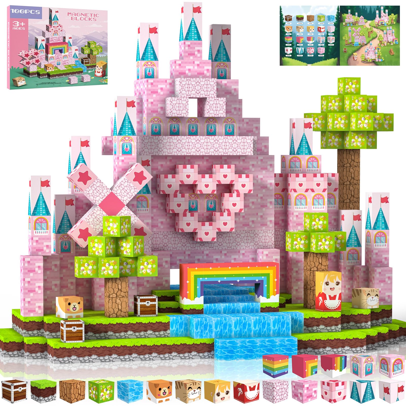 Crifeton Magnetic Blocks 100 PCS 0.8In Building Blocks, 3+ STEM Montessori Sensory Toys, Magnetic Cube for for 3 4 5 6 7 8 9 10 11 12 8-12 Years Old Boys & Girls Birthday Gifts — image 1