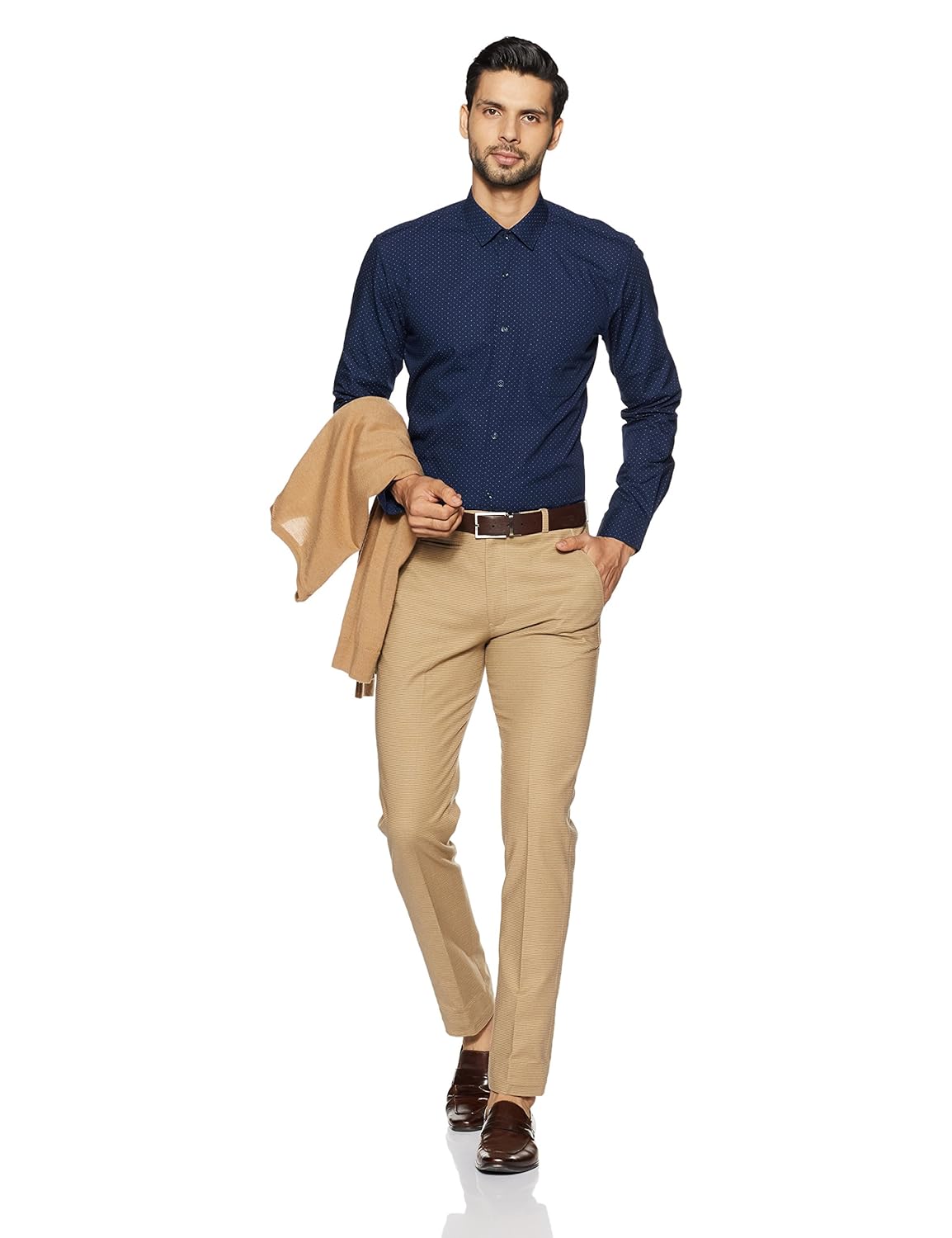 peter england men's printed regular fit formal shirt