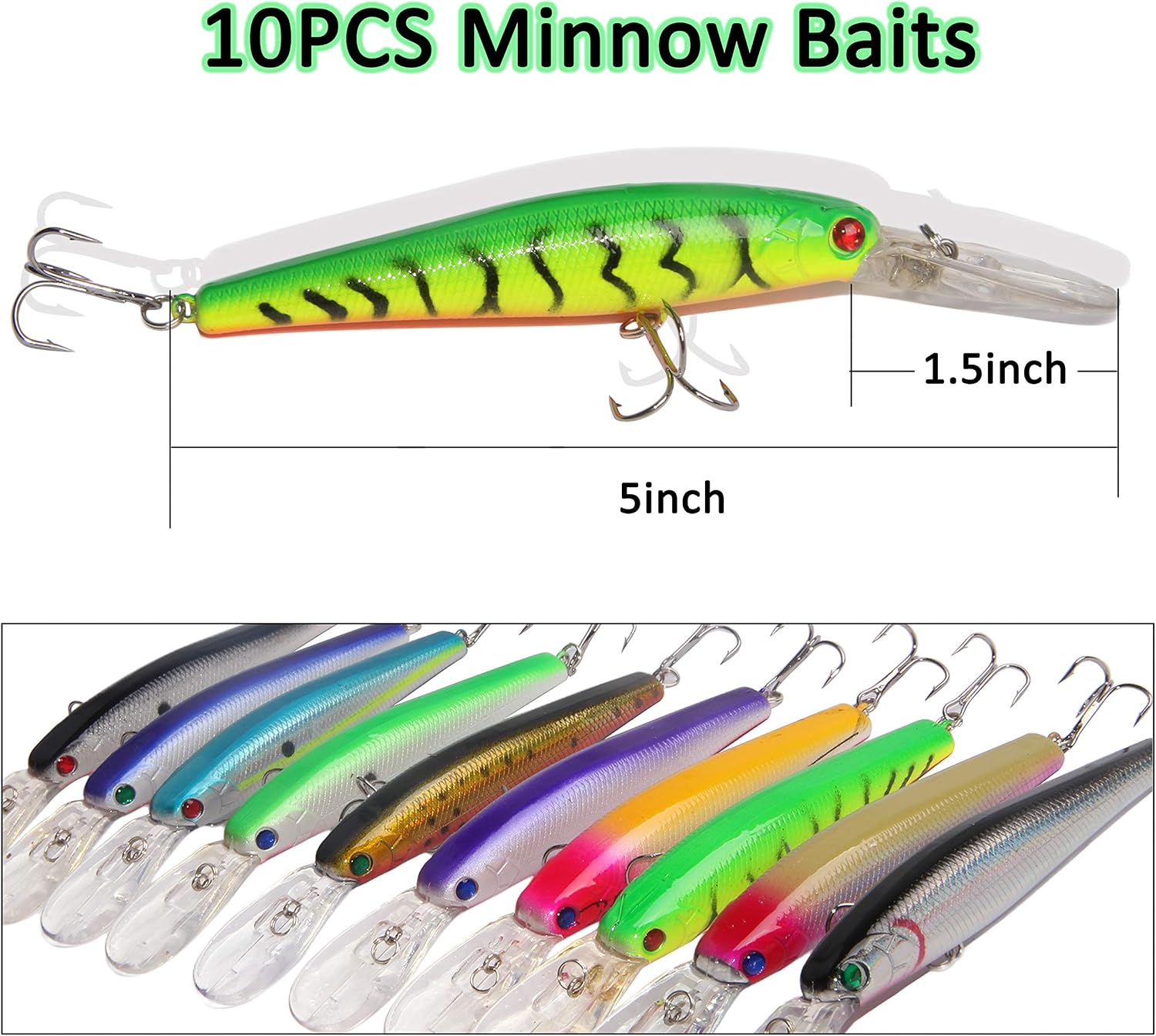10pcs/lot Hard Minnow Lure Baits 3D Fishing Eyes Topwater Floating Life-like Swimbait Fishing Lures Bass Crankbait Tackle - Image 4