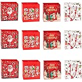 Yiran 12Pack Christmas Gift Bags With Handles, 4 Styles Small Xmas Paper Bags for Gift/Candy Wrapping Merry Christmas Party Favors Decorations Supplies