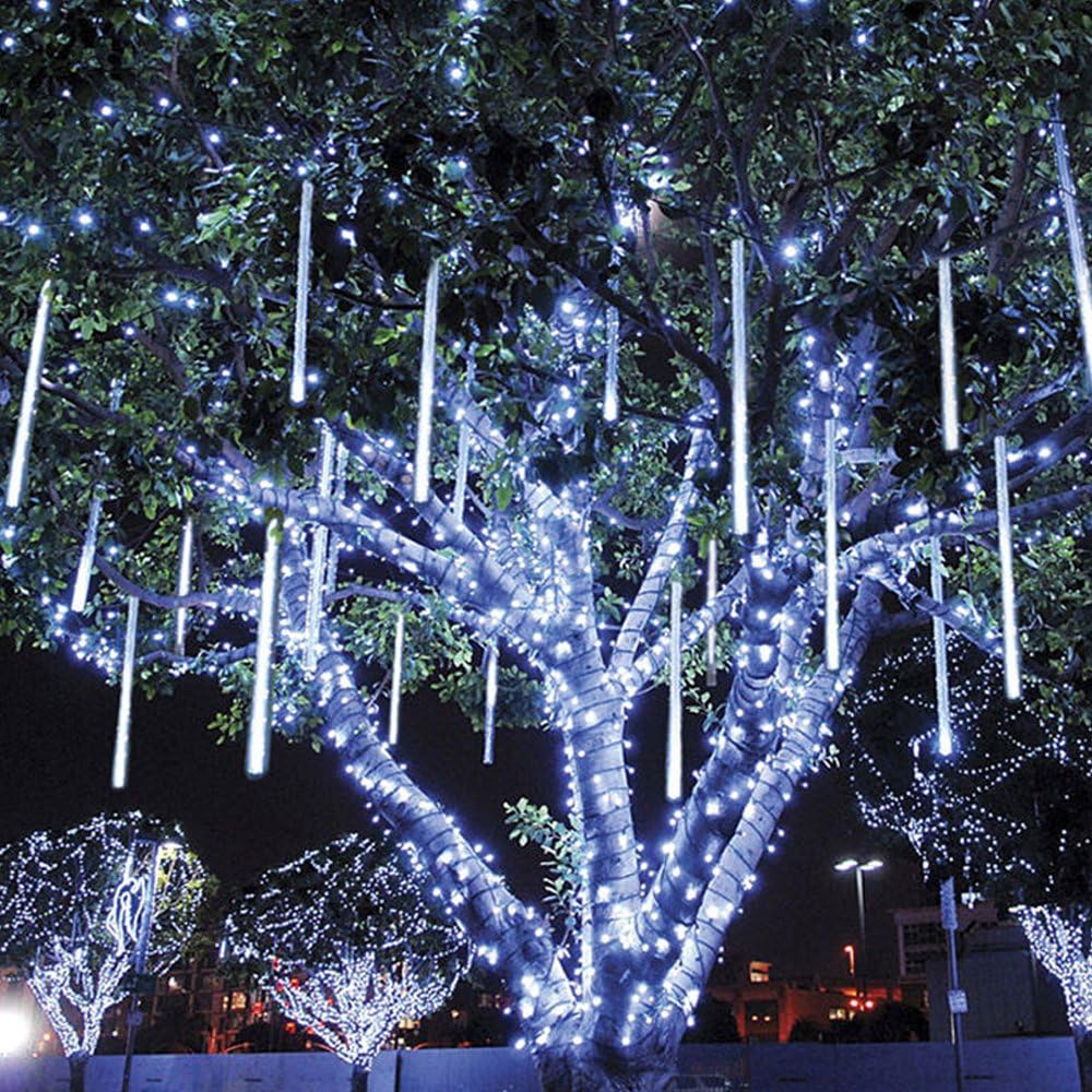 Meteor Shower Rain Lights,8 Tubes 88 Led,Drop Falling Rain Icicle Snow Fall String LED Waterproof Christmas Lights for Holiday Xmas Tree Valentine Wedding Party Outdoor Indoor Decor (Cool White, 20CM)