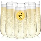 CIATBYYJ 36Packs Champagne Flutes Plastic, 9 Oz Stemless Plastic Champagne Flutes Clear Disposable Champagnes Toasting Glasses, Shatterproof and BPA-Free Drinkware for Party & Graduation & Wedding
