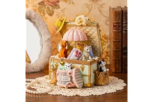 Mr.Winder Cat Music Box Cute Resin Kitty Musical Box Romantic Creative Birthday Gift for Girlfriend Children on Christmas/Bir