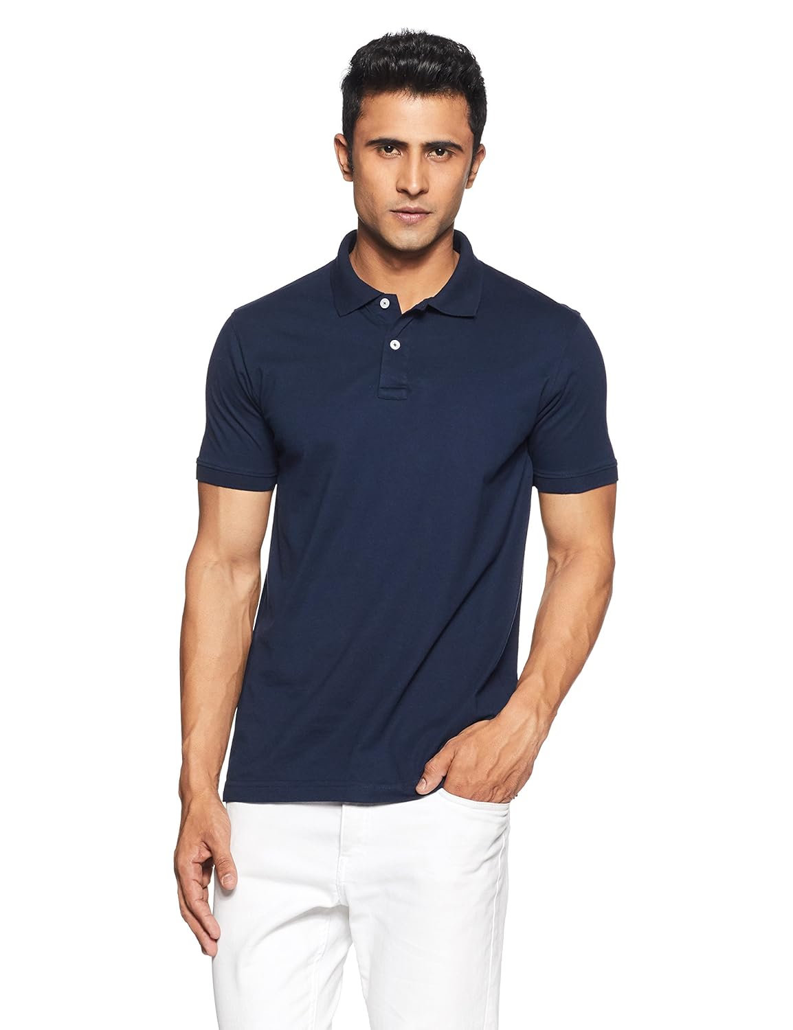 get in men's solid regular fit polo