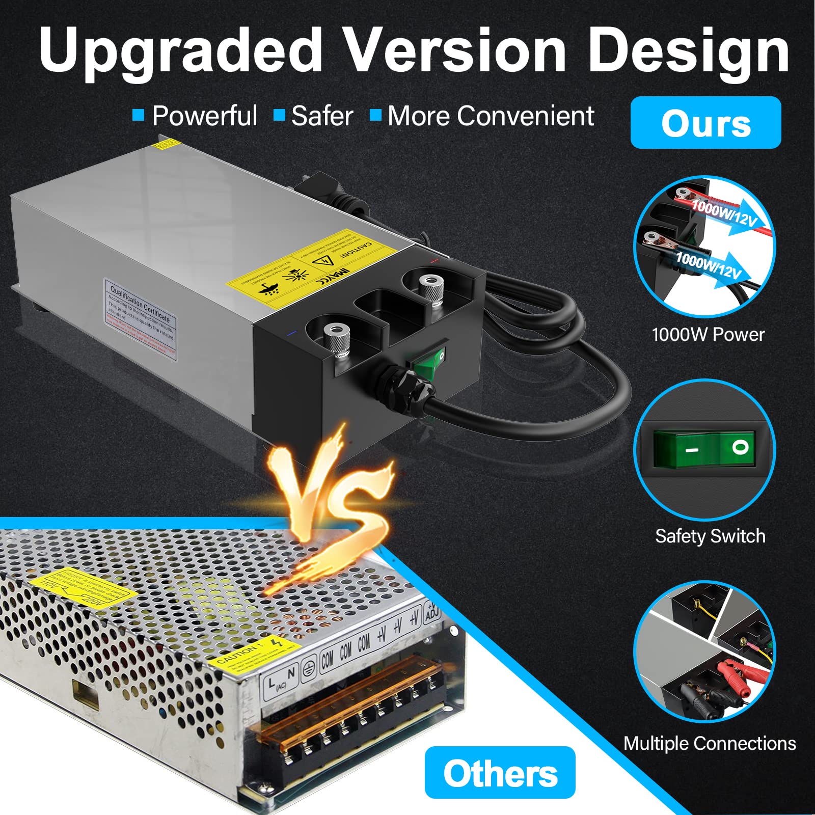 IMAYCC IMAYCC AC to DC Converter SMPS 110V to 12V Converter 12V DC Power Supply, Universal 120V to 12V Converter Transformer Max Current 83.4A 1000W