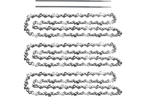 (3 Pack) 20-Inch Chainsaw Chain-3/8" Pitch .050" Gauge 72 Drive Links with 2 Bonus Sharpening Files; Heavy Duty Carbon Steel 