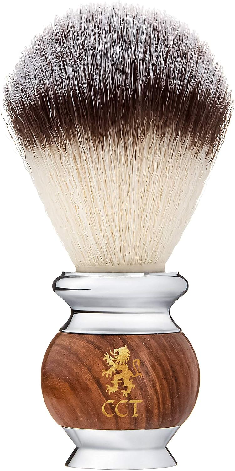 Shaving Brush The Cambridge Cut Throat® Luxury Missanda Hardwood and Stainless Steel Men's Brush for Soap Foam or Cream with Premium Synthetic Silvertip Vegan Friendly Badger Bristles - Image 5