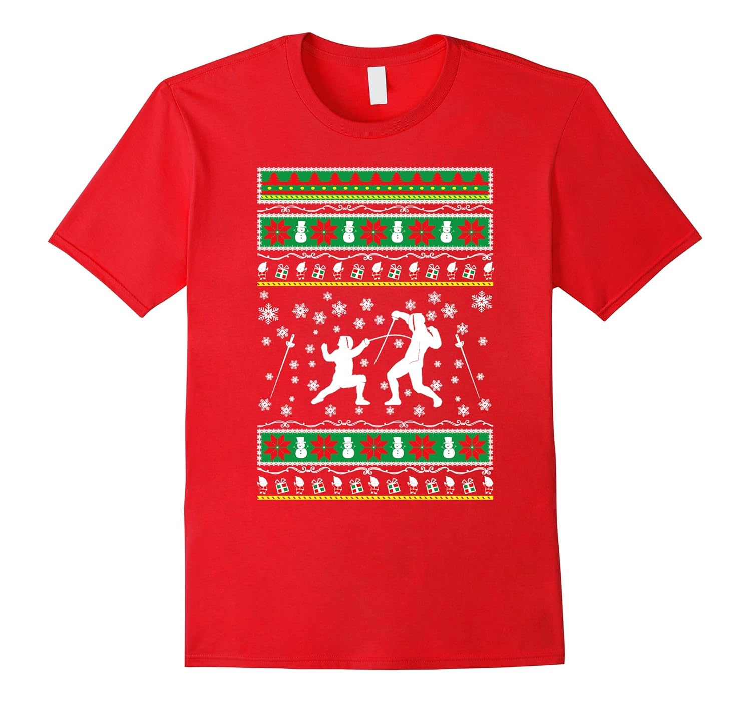 Fencing ugly christmas sweater style gift tshirt-ANZ