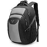 Laptop Travel Backpack with USB Charging Port, Anti-Theft Travel Business Backpack Fits 17 Inch Notebook, 30L Water-Resistant Work Computer Backpack, College School Bookbag for Men Women, Grey/Black