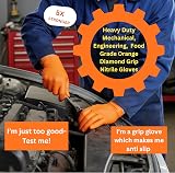 100 Heavy Duty Orange Nitrile Gloves 8.5 mil LARGE Diamond Texture view 5