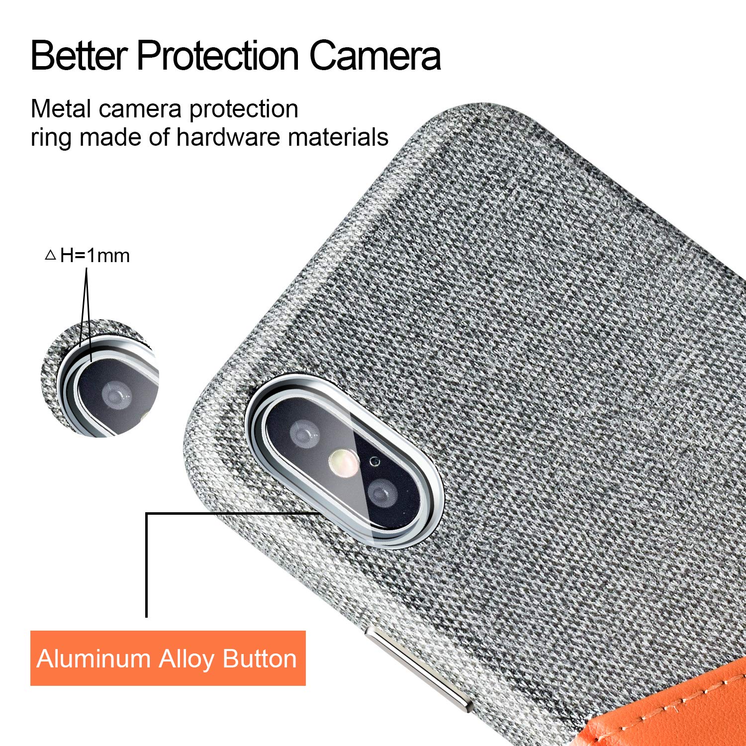 PARFASE iPhone Xs Max Case, iPhone Xs Max Wallet Case, Soft Cloth Fabric Case with ID Credit Card Holder Slot for Apple iPhone Xs Max 6.5 inch (Gray/Brown)