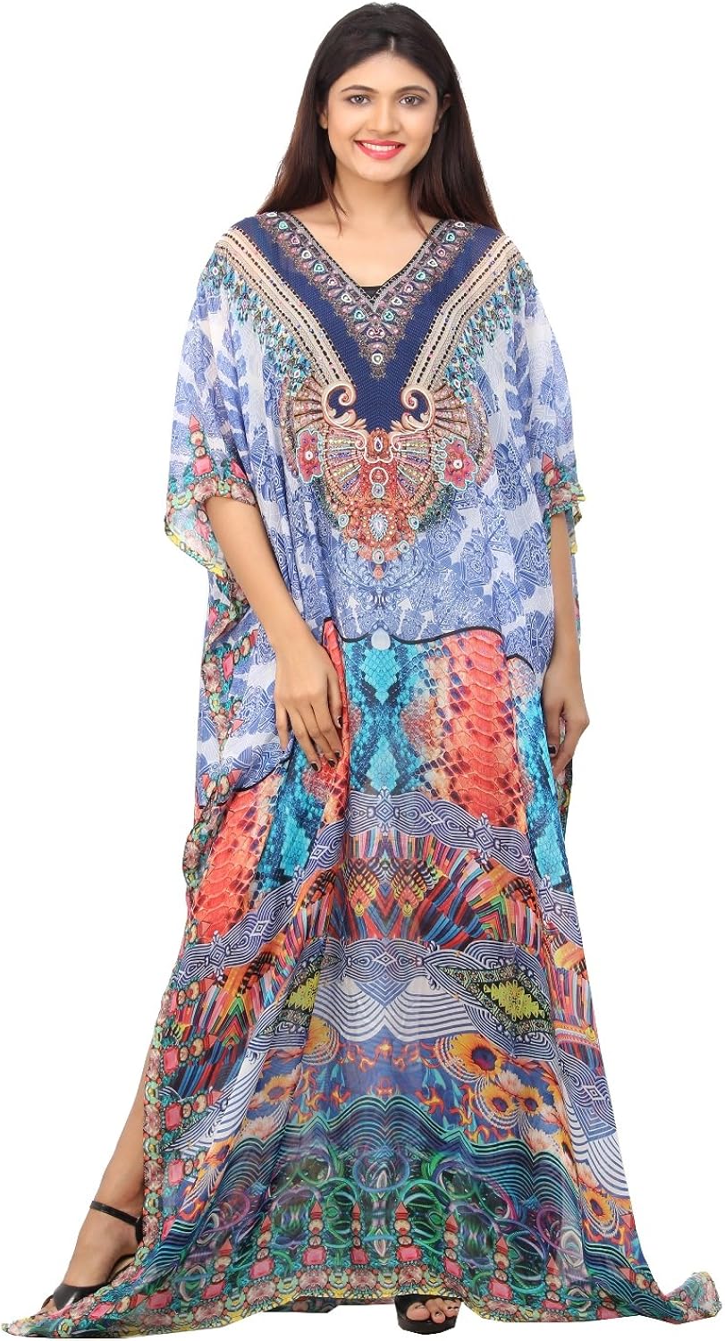 Silk Kaftan One Piece Dress Jeweled Handmade Caftan Beach Cover Up Hot Look Luxuries Resort Party Kaftan 253 At Amazon Women S Clothing Store