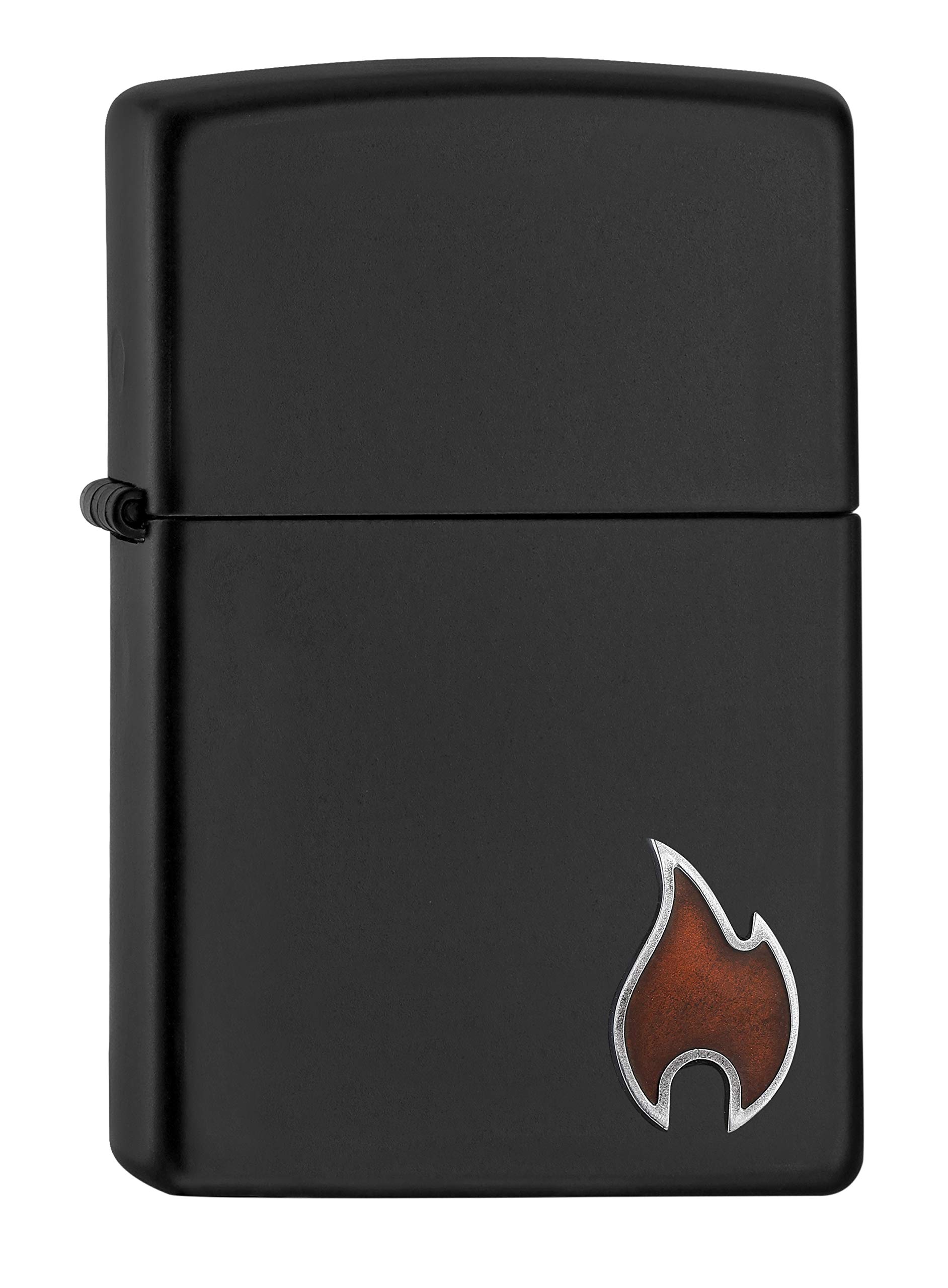 ZIPPO – Black Matte - Little Flame, Mini Emblem – gasoline Windproof lighter, refillable, in gift box