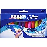 Prang Gallery Ambrite Paper Chalk, Colored Chalk for Use on Wet or Dry Paper, Tapered, Assorted Colors, 12-Pack (53012)
