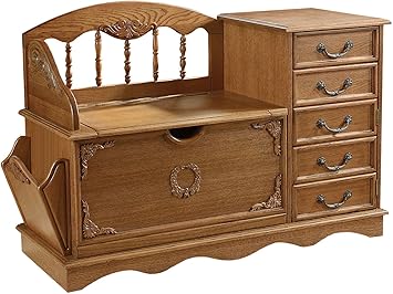 Amazon Com Powell Victorian Oak Gossip Bench Kitchen Dining