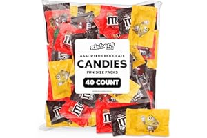 ZISBERS Bulk Assorted Chocolate Candy Fun Size Packs - 40 Count Individually Wrapped Variety Flavors Milk Chocolate, Peanuts, Peanut Butter, Candy Treats for Parties, Pinatas, Office Snacks, and Candy Buffets