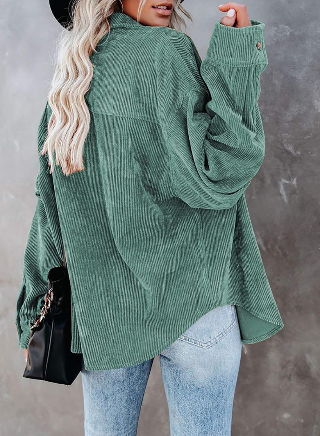 Dokotoo Womens Corduroy Button Down Shirts Boyfriend Long Sleeve Oversized Blouses Tops: Clothing