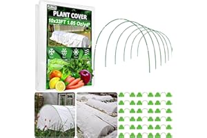 FUBEGI Plant Cover Freeze Protection Garden Hoops Kit for Winter, 10x33ft Fabric Floating Row Cover Frost Cloth Outdoor Plant Blanket for Frost Snow Protection, Greenhouse Garden Tunnel Hoops for Raised Beds