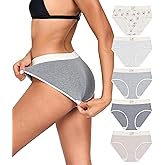 ANLIQI Womens Underwear Pack Mid Rise Cotton Hipster Panties Soft Stretch Breathable Briefs Ladies Cute Printed Bikini Undies