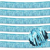 6 Pack 10 Ft Light Blue Foil Fringe Garland Metallic Streamers Tinsel Banner Wall Hanging Garland Backdrop for Parade Floats, Halloween, Christmas, Thanksgiving, New Year Party Decorations