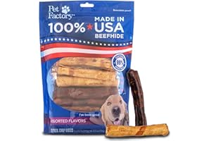 Pet Factory 100% Made in USA Beefhide 5" Chip Rolls Dog Chew Treats - Beef & Chicken Flavor, 20 Count/1 Pack