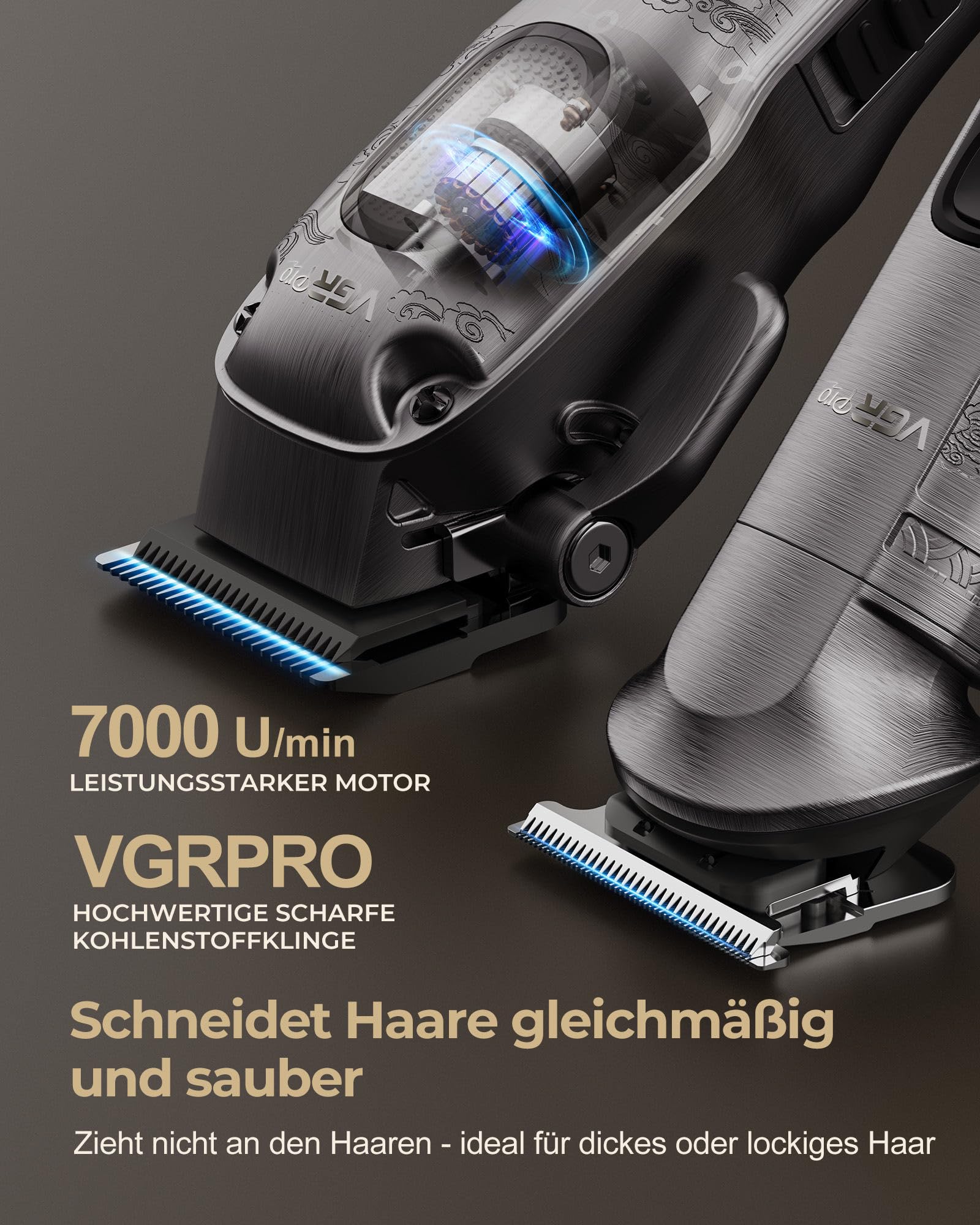 VGRPRO Haarschneidemaschine für Männer Professionell, Kabellose Haarschneidemaschine profi zum Haareschneider, Haarschneider Herren und Trimmer Set, Elektrischer Trimmer Herren mit Paket Box(Gray) 2