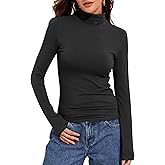 PrettyGuide Womens Cotton Turtle Necks Tops Long Sleeve Turtleneck Shirt Slim Fit Basic Tee Casual Trendy Layering Undershirt