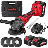 FULLYEA Cordless Angle Grinder 4-1/2 inch, 12000 RPM Brushless Motor Electric Grinder Power Tools with 2x4.0Ah Battery & Fast Charger, Power Metal Grinder for Cutting, Grinding, Polishing