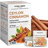 PENHOMENT 3in1 Cinnamon Tea Bags - Ceylon Cinnamon with Ginger, Turmeric - 40 Tea bags, 2gr/bag