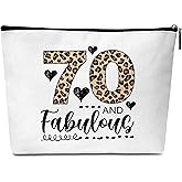 GREOXG Funny 70 Year Old Makeup Bag, leopard print 70th Birthday Gifts for Woman, Happy Birthday Gifts for Mom Besties Sister Aunt Grandma-C21